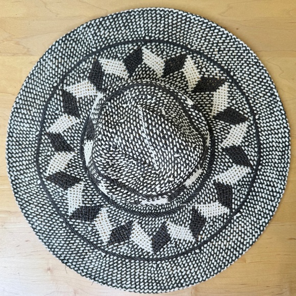 Cost Plus World Market Mosaic Geo Pattern Woven Sunburst 6” Brim Summer Sunhat - Picture 1 of 7